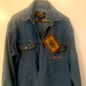 Denim Harley Davidson long sleeved shirt.